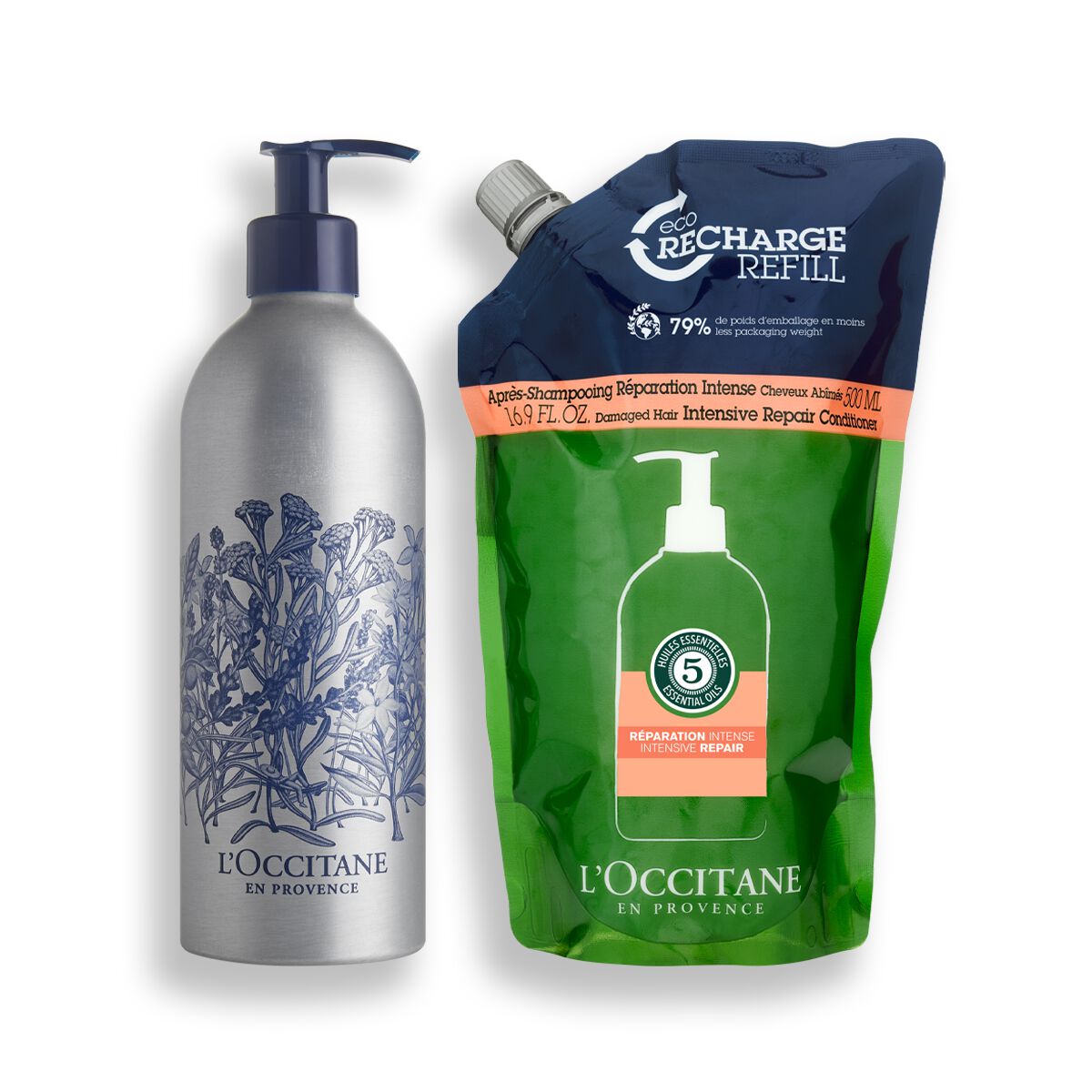 Duo Aromachology Intense Herstelling Shampoo Fles & Eco-Refill 500ml - L'Occitane en Provence